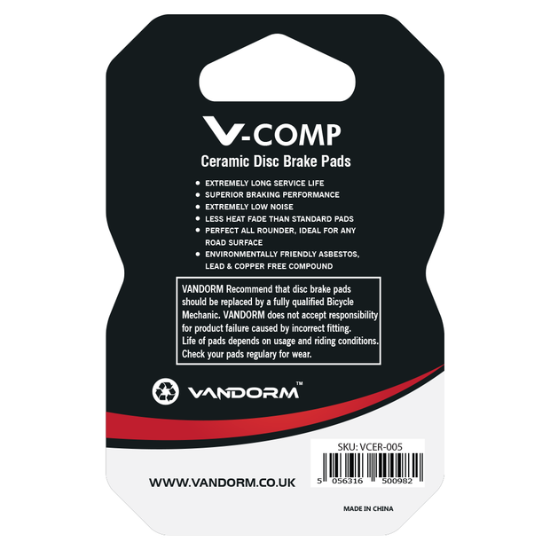 Shimano, Tektro, Vandorm V-COMP CERAMIC COMPOUND Disc Brake Pads CERAMIC COMPOUND