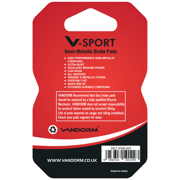 AVID Elixir, SRAM XX XO, Trickstuff, Vandorm V-SPORT SEMI METALIC Disc Brake Pads