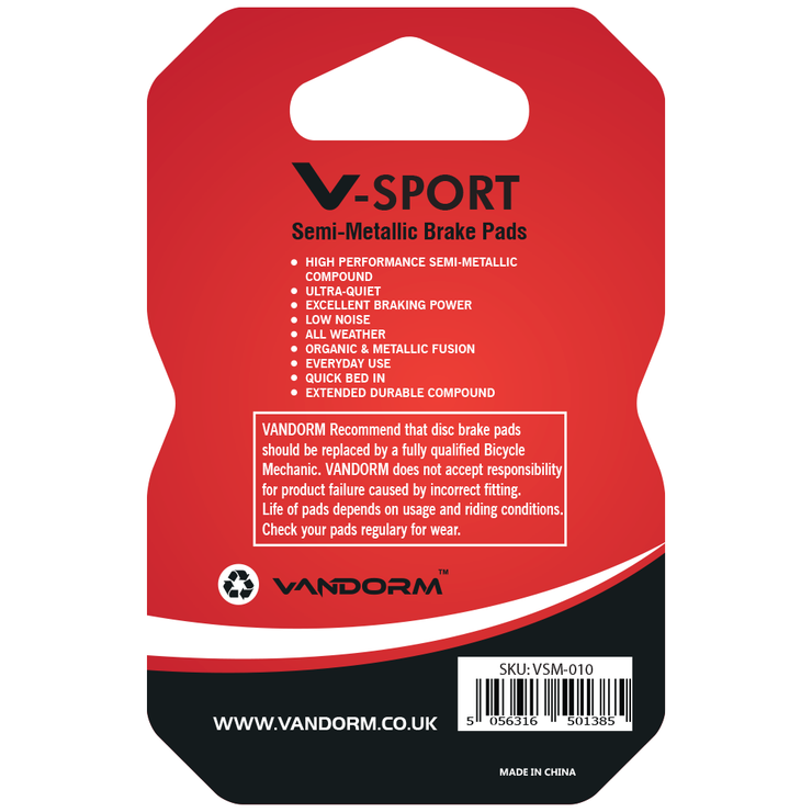 Formula Mega, Oval, One, Vandorm SPORT SEMI METALIC Disc Brake Pads