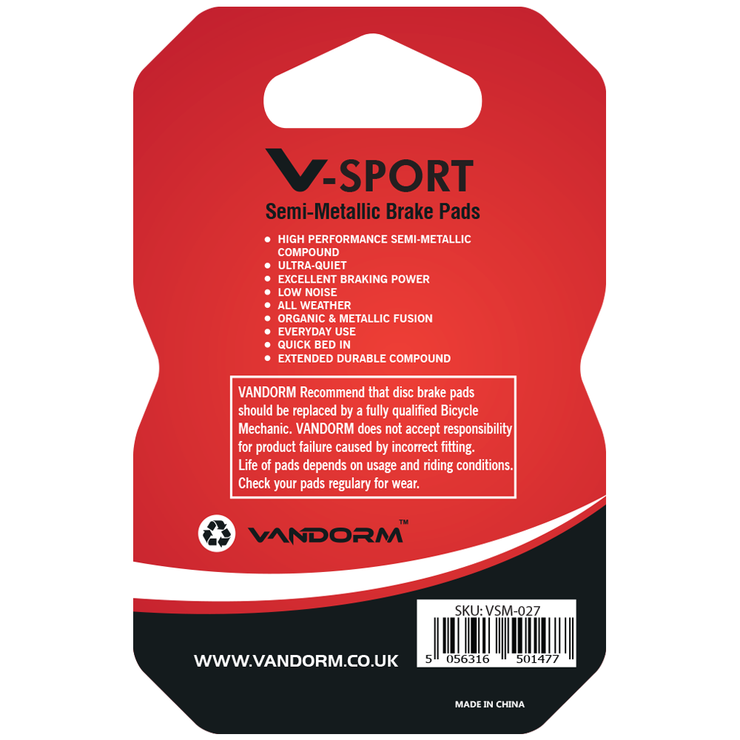 Avid Code, Vandorm V-SPORT SEMI METALIC Disc Brake Pads