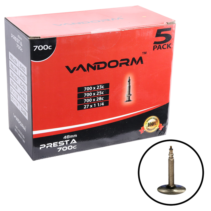 Vandorm 700c 27" Presta Valve Road Bike Inner Tube 5 PACK